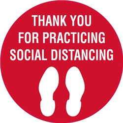 Brady Floor Marker Thank You For Practicing Social Distancing Red/White D440mm