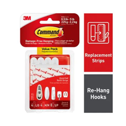 Command Replacement Strips Adhesive 16pk Clear Asst Sizes 17200