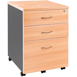 OM Mobile Pedestal 2 Drawer  1 File 468W x 510D x 685mmH Beech And Charcoal