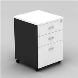 OM Mobile Pedestal 2 Drawer  1 File 468W x 510D x 685mmH White And Charcoal