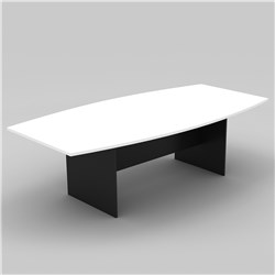 OM Boat Shape Boardroom Table  2400W x 1200D x 720mmH White And Charcoal