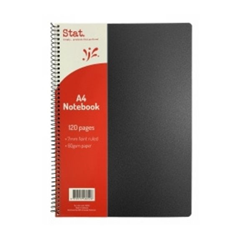 Stat Notebook A4 60Gsm 7mm Ruling Pp Cover Black 120Pg Pkt 10