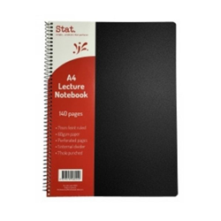 Stat Notebook A4 Lecture 60Gsm 7mm Ruling Pp Cover Black 140Pg Pkt 10