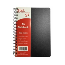 Stat Notebook A5 60Gsm 7mm Ruling Pp Cover Black 200Pg Pkt 5