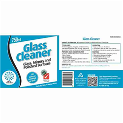 Earth Renewable Labels for 750ml Spray Bottle and Trigger - Glass Cleaner