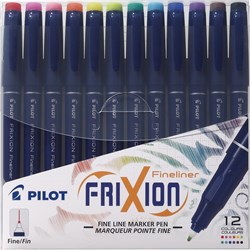 Pilot Frixion Fineliner Pen Erasable Super Fine 0.45mm  Assorted Wallet of 12