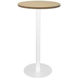 Rapidline Disc Base Dry Bar Table 600D x 1085mmH Oak Top White Base