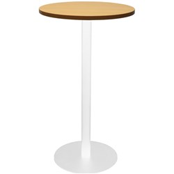 Rapidline Disc Base Dry Bar Table 600D x 1085mmH Beech Top White Base