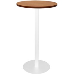 Rapidline Disc Base Dry Bar Table 600D x 1085mmH Cherry Top White Base