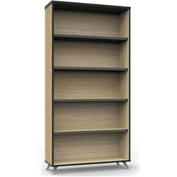 Rapidline Infinity Bookcase 900W x 315D x 1800mmH 4 Shelf Oak With Black Edge