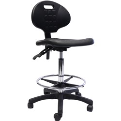 Rapidline Laboratory Drafting  Stool Moulded Polyurethane Height Adjustable Black