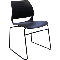 Rapidline Vivid Visitor Chair Black Metal Sled Base Black Poly Shell