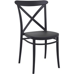 Cross Back Hospitality Dining  Chair Indoor Outdoor Use Stackable Polypropylene Black