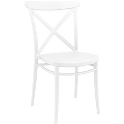 Cross Back Hospitality Dining  Chair Indoor Outdoor Use Stackable Polypropylene White