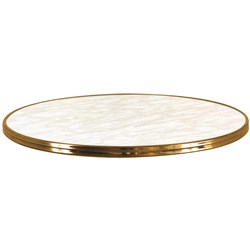 SM France Round Bistro Table Top Indoor Outdoor Use 700D x  25mmH Marble/Brass Edging