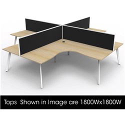 Rapidline Eternity Corner POD Workstation 4 Person + Screens 3600Wx3000Dx1200mmH Oak/White