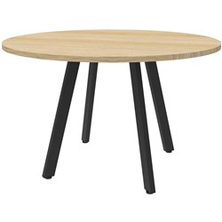 Rapidline Eternity Meeting Round Table 900D x 730mmH Oak Top Black Base