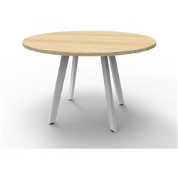 Rapidline Eternity Meeting Round Table 1200D x 730mmH Oak Top White Base