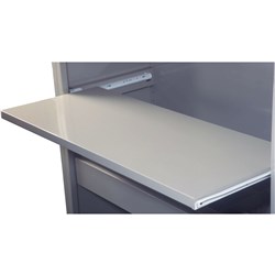 Steelco Tambour Door Cupboard Pull Out Reference Shelf Suits 900W Unit Satin Silver