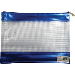 Stat PVC Mesh Pencil Case 278 x 200mm  Blue and Clear