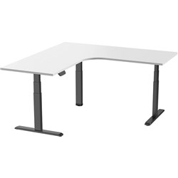 Ergovida Corner Electric Sit-Stand Desk 1800/1800W x  750D x 620-1280mmH White/Black