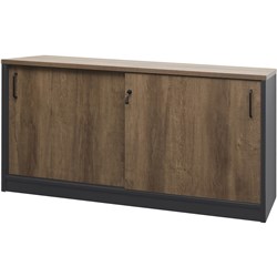 OM Premier Credenza Sliding Doors 1500W x 450D x 720mmH  Regal Walnut And Charcoal 