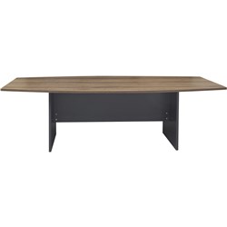 OM Boat Shape Boardroom Table  2400W x 1200D x 720mmH  Regal Walnut And Charcoal 