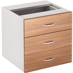 OM Premier Fixed Pedestal 3 Drawer 464W x 400D x 450mmH  Virginia Walnut And White