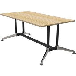 Rapidline Typhoon Boardroom  Table 1800W x 900D x 750mmH Oak Top Black Frame