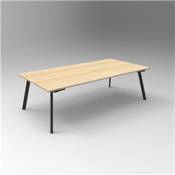 Rapidline Eternity Meeting And Boardroom Table 2400W x 1200D x 730mmH Oak Top Black Base