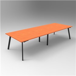 Rapidline Eternity Meeting And Boardroom Table 3200W x 1200D x 730mmH Cherry Top Black Base