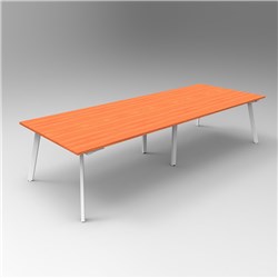 Rapidline Eternity Meeting And Boardroom Table 3200W x 1200D x 730mmH Cherry Top White Base