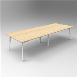 Rapidline Eternity Meeting And Boardroom Table 3200W x 1200D x 730mmH Oak Top White Base