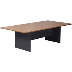 Rapidline Rectangle Boardroom Table 2400W x 1200D x 730mmH Beech Top Ironstone Base