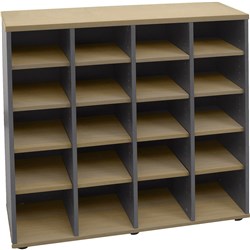 Rapidline Pigeon Hole Unit 20 Holes 1040W x 380D x 1040mmH Oak And Ironstone