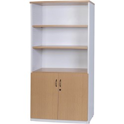 Logan Stationery Cupboard Half Door 900W x 450D x 1800mmH White And Oak