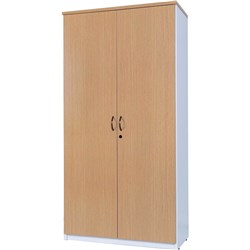 Logan Stationery Cupboard 900W x 450D x 1800mmH White And Oak