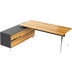 Novara Executive Desk Left Hand Return 2350W x 1850D x 750mmH Zebrano And Black