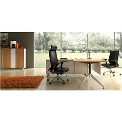 Potenza Desk Left Hand Return 1950W x 1850D x 750mmH Virginia Walnut And White