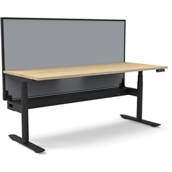 Rapidline Halo+ Single Sided Workstation + Screen + Cable Tray 1800mmW Oak/Black