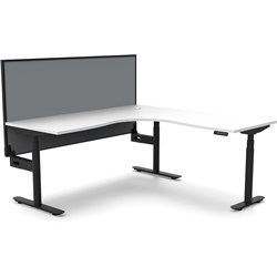 Rapidline Halo+ Corner Workstation+Screen 1500/1500W  x 750D x 1330mmH White/Black