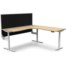 Rapidline Halo+ Corner Workstation+Screen 1500/1500W  x 750D x 1330mmH Oak/White