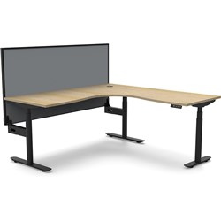 Rapidline Halo+ Corner Workstation+Screen 1500/1500W  x 750D x 1330mmH Oak/Black