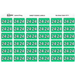 Avery Side Tab 24 Year Code Labels 25 x 38mm Green Pack of 180