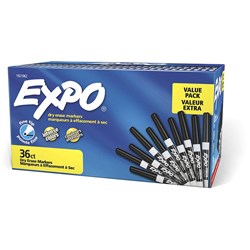 Expo Dry Erase Whiteboard Marker Fine Bullet Black Black Box of 36