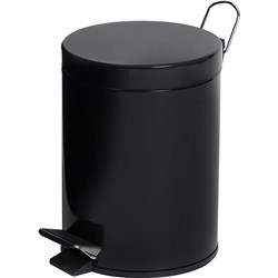 Compass Round Powder Coated Pedal Bin 5 Litres Black 