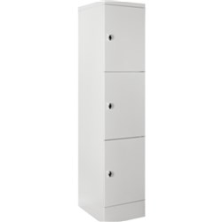 Steelco Flush Front Locker 3 Door 400W x 500D x 1890mmH White Satin