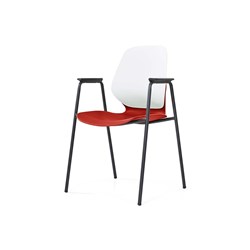 Sylex Kaleido 4 Leg Chair Polypropylene White Back Red Seat With Arms