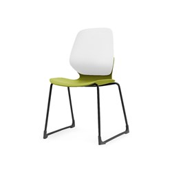 Sylex Kaleido Chair Sled Base Polypropylene White Back Olive Seat