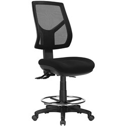 Rio High Back Drafting Chair 3 Lever 560-730mmH Mesh Back Black Fabric Seat